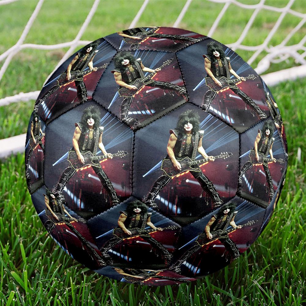 Kiss Rock and Roll Print Size 5 Soccer Ball, Standard Match Football for Sports Game and Team Practice, Ideal Gift for Soccer Fans