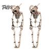 Vintage Metal Texture Skull Earrings 2Pcs Skeleton for Women, Gothic Alloy Drop Earrings, Hypoallergenic Punk Dark Aesthetic Fashion Jewelry