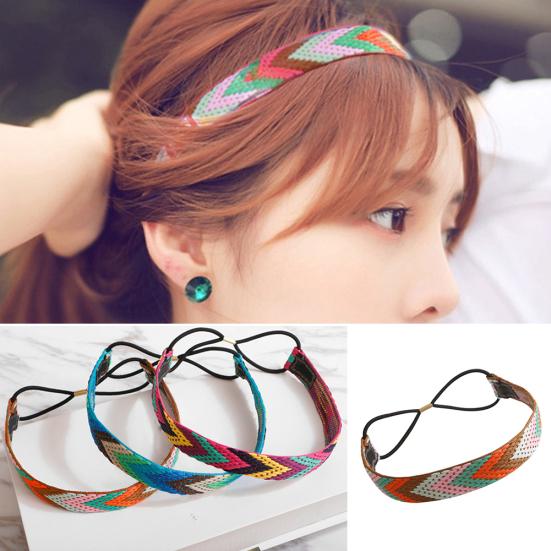 Ethnisch Stil Boho Damen Elastisch Geflochtene Stirnbänder Kopfschmuck Haarband Zubehör