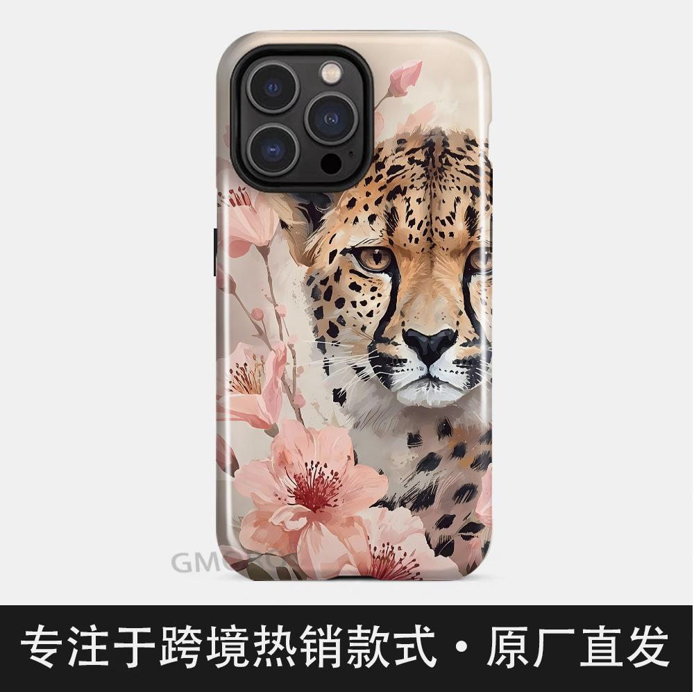 Hot-selling mobile phone case in Latin America Cheetah flower protective case iPhone17 with magnetic mobile phone case Apple 16 women's case