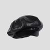Retro Leather Newsboy Cap C1 Black