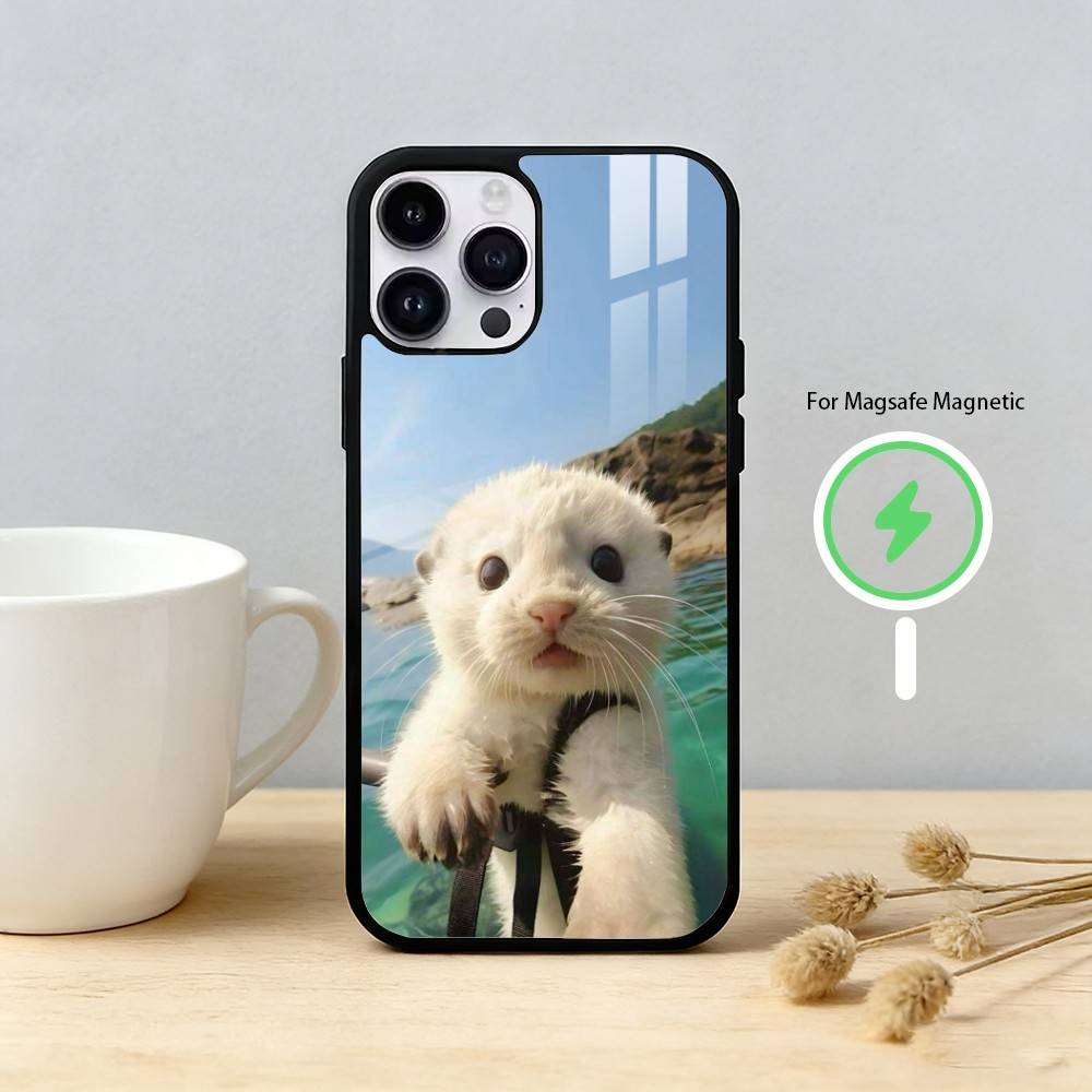 Cute Baby Sea Otter Phone Case For iPhone 17,16,15,14,13,12,Plus,Pro,Max For Magnetic Wireless Charge