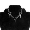 Hip Hop Trends Rivet Pendant Tassel O-ring Choker Necklace for Women Men Sliver Color Alternative Punk Gothic Party Jewelry Gift