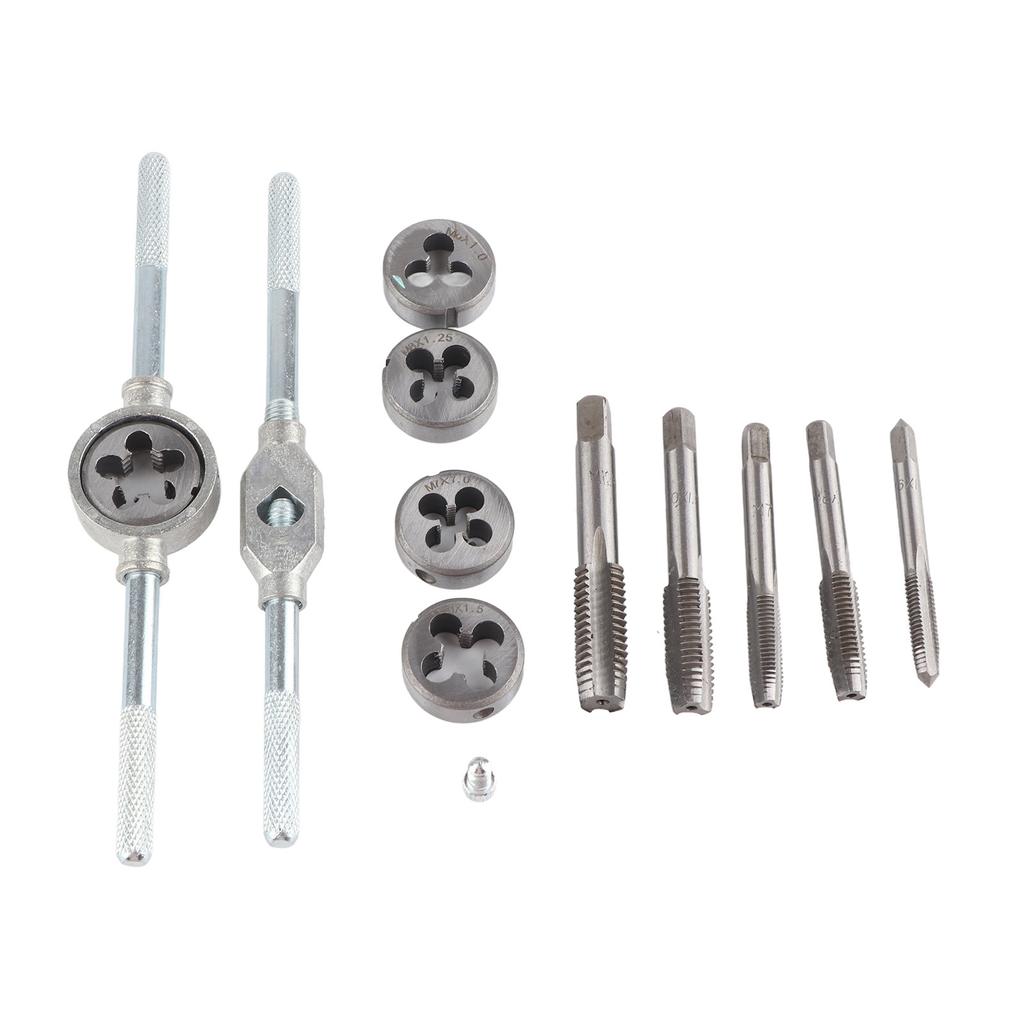 12-teiliges Gewindebohrer-Ausdreher-Set Hochgeschwindigkeitsstahl Verschleißfest Multifunktionales Gewindebohrer-Schneideisen-Set für die Wartung
