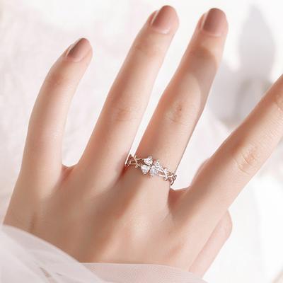 Four-leaf Clover Fashion Ring Women's Korean Version Niche Temperament Jewelry Personality Versatile Opening Adjustable New Ring