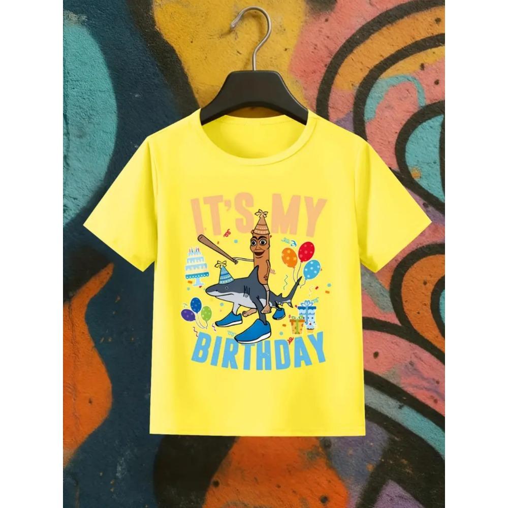 Italská trička Brainrot pro děti Kreslený potisk na narozeninovou oslavu Tričko s krátkým rukávem Chlapec Dívka Letní móda Top Narozeninový dárek