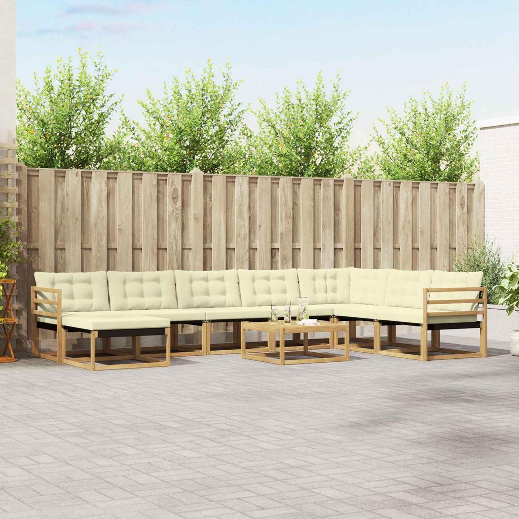 Outdoor Sofa Set 9 pcs White and Cream 79 x 79 x 37 cm