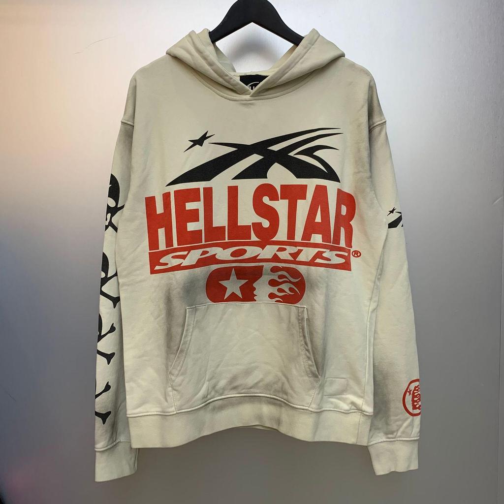 Hellstar Ausgefranster Retro Lockerer Reißverschluss Reiner Baumwoll Hoodie - Amerikanischer Hip Hop Stil