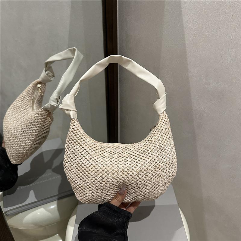 Trend Woven Bag Women's New Casual Straw Shoulder Bag Beach Tote Bag Underarm Bag