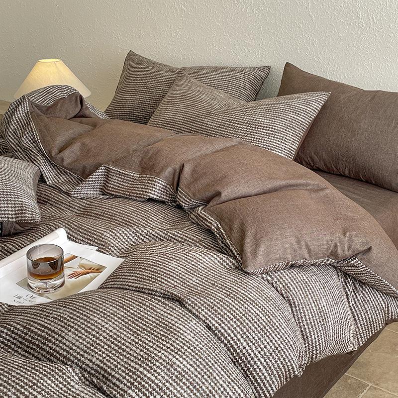 Luxury Cotton Yarn-Dyed Duvet & Bedding Set - 4 Pieces, Light Wash, Fits 1.8 Bed