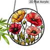 Acrylic Poppy Flower Suncatcher Stained Glass Effect Window Hanging Ornament Floral Themed Gift for Home