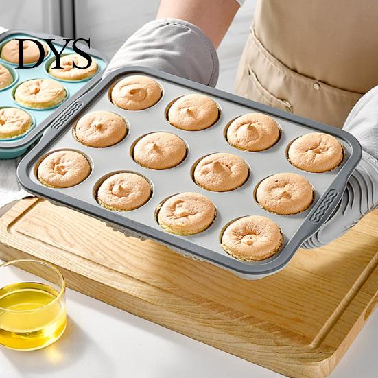 Muffins Baking Tray Silicone Muffin Pan for Baking, 6/12-Cavity Easy Release Cake Clean Mold, Food Grade Nonstick Cupcake Mold Kitchen Flexible Cups