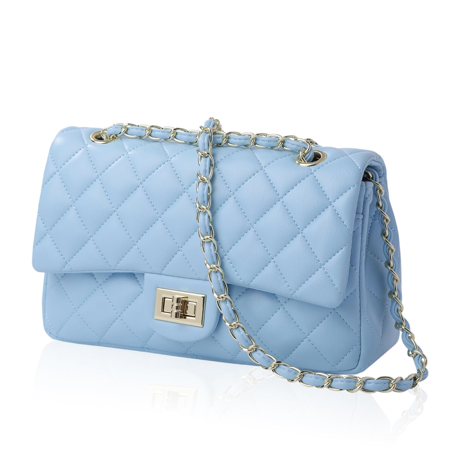 RUDAN Women s Crossbody Quilted Chain Shoulder Bag (Light Blue)