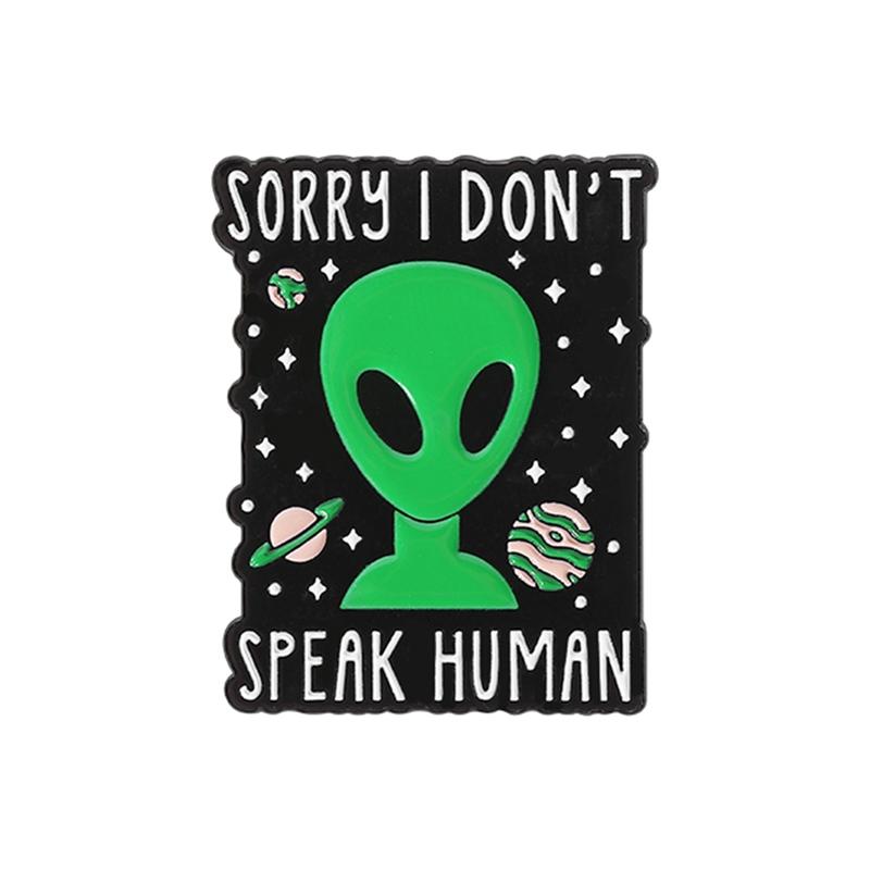 Cartoon Alien Creatures Enamel Pin Science Fictio Spaceship UFO Green Monster Brooches Lapel Badge Jewelry Gifts For Friends