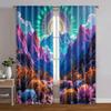 2pcs   Window Curtain  print Psychedelic Mountain Durable 100% Polyester Fabric (without rod) Holiday Use for Bedroom   Living