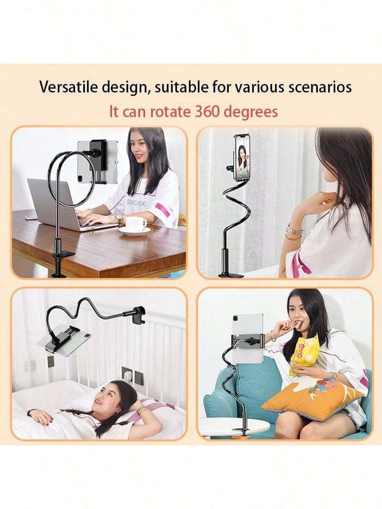1PC Mobile Phone Clip On Stand, Bedside Mobile Phone Stand with 360 Degree Rotating Plastic Stand,suitable for Table and Bed