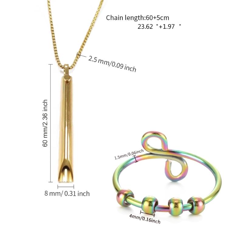 Mindfulness Breathing Necklace Opening Rings Stainless Steel Pendant Necklace Great for Meditation Practice Harmonies