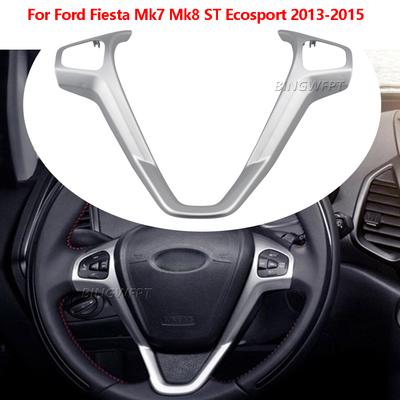Silver Steering Wheel Button Frame For Ford Fiesta Mk7 Mk8 ST Ecosport 2013-2015 Car Switch Panel Accessories