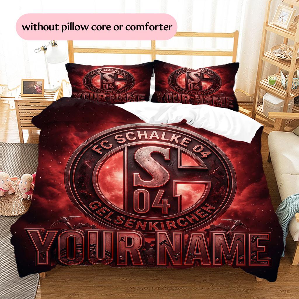 Custom Name Schalke 04 Pattern Bedding Quilt Set  Home Decoration  Gift (1 * duvet cover + 2 * pillowcase  without core)