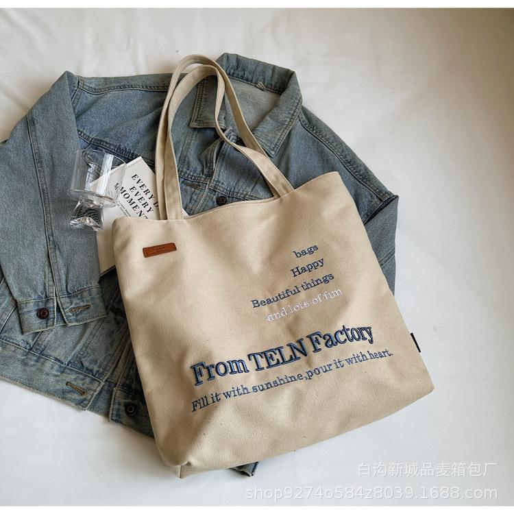 

2025 new design tote bag leisure art class bag fashion large capacity shoulder commuter canvas bag women хакі