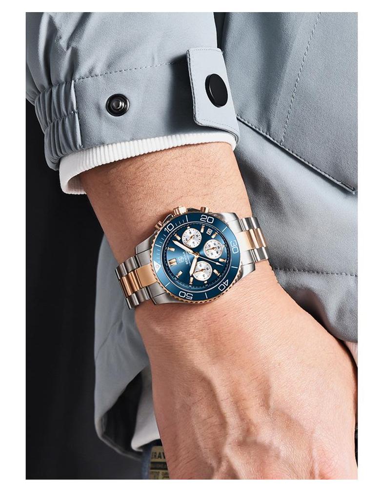 Benyar Men's Stainless Steel Multifunction Chronograph Watch - Luminous, Waterproof S002