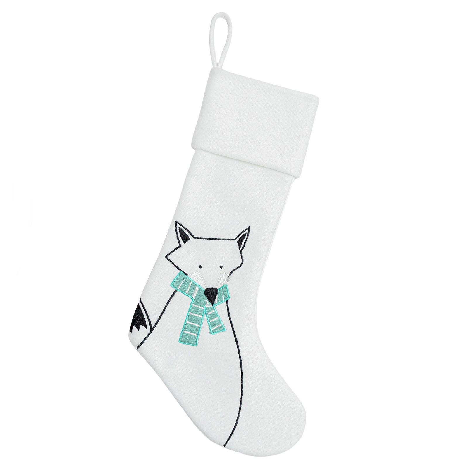Large Christmas Stocking with Cute Penguin & Stripes on White Background