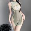 Manyan See-Through High Waist Split Skirt Cheongsam Lingerie Set