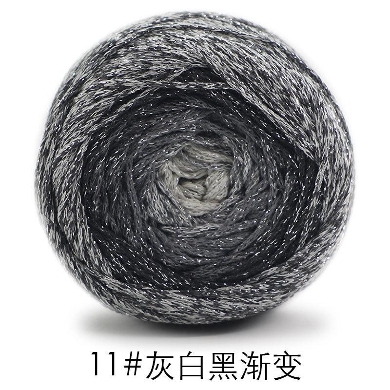 200g Hilo para Tarta Degradado Galaxia con Purpurina 1.5mm Seda Plateada Segmento de Algodón Hueco Teñido Ganchillo Envoltura Hilo Redondo Colorido