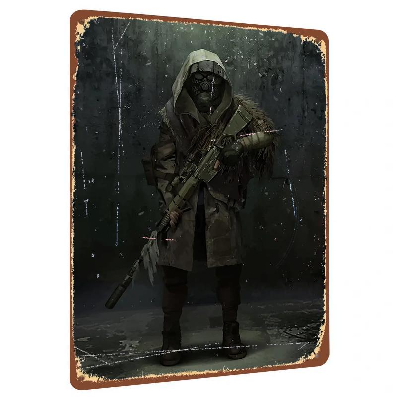 Post Apocalyptic Warrior Metal Wall Art Retro Military Theme Home Decor Living Room Study Decoration