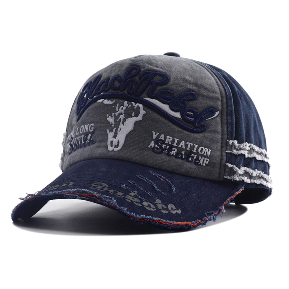 Letter Embroidery Baseball Cap Fashion Retro Washed Cotton Snapback Hat Hip Hop Bull Head Print Trucker Dad Hats for Women Men