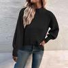 Women Warm Knitted Sweater Round Neck Pullover Jumpers Long Sleeve High Collar Knit Sweaters Tops Outerwear