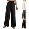 Pantalon ample à jambes larges pour femmes, Pantalon décontracté ample, Taille haute élastique, Pantalon long avec poches