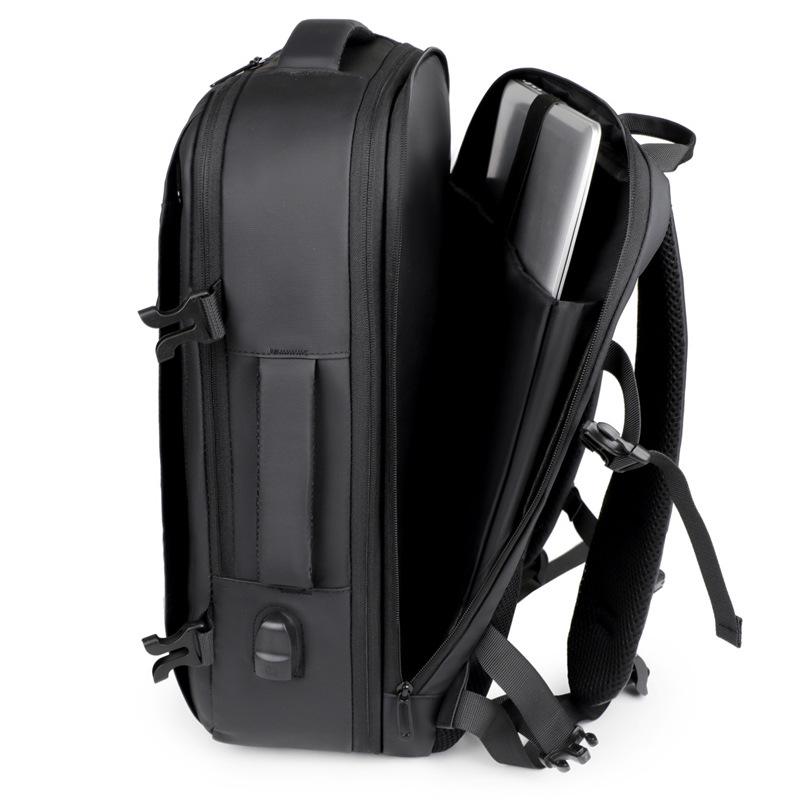 Men's Business Backpack: High-End, Expandable, Large Capacity, Water-Repellent Laptop Bag with Leather Film
