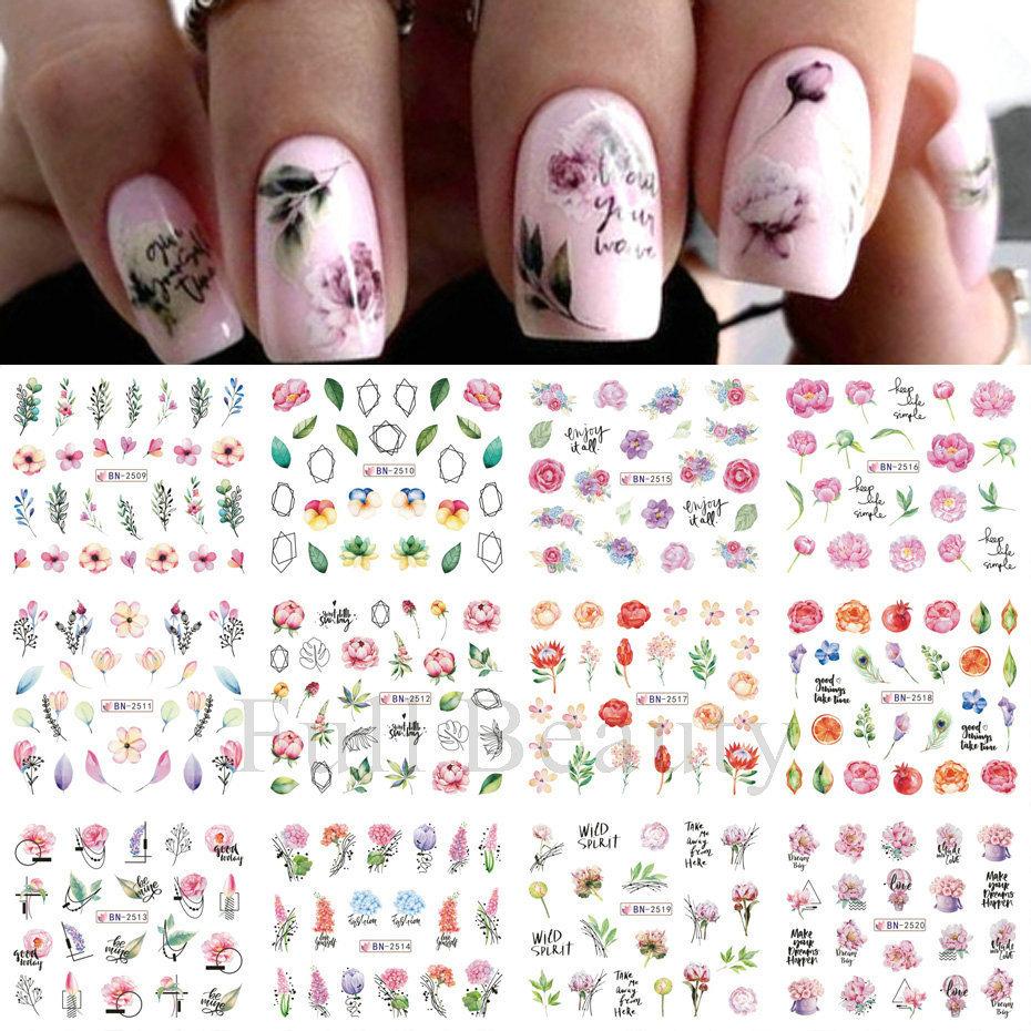 Nail Art Sticker, Spring And Summer Flower And Grass Series, Zou Ju Flower Watermark Nail Sticker