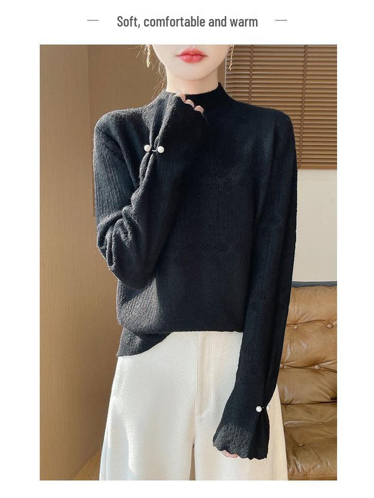 2025 Damski, stylowy, ciepły, luźny sweter z wysokim kołnierzem – grubsza warstwa bazowa na jesień/zimę