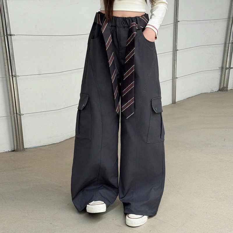 

2025 Girls Loose Cargo Pants: Versatile, Trendy Straight-Leg for Spring & Autumn 120 cm