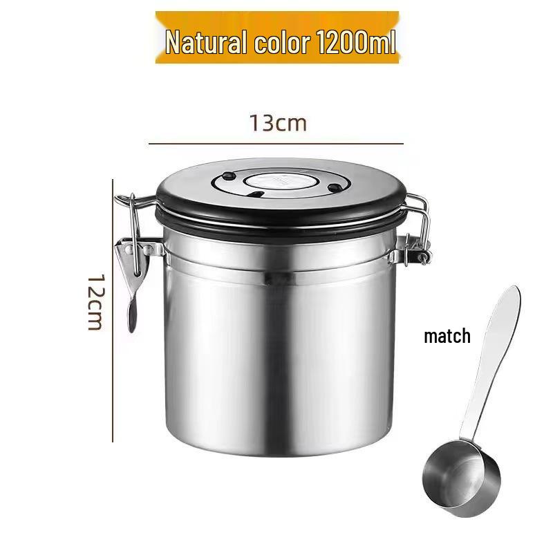 Mini Stainless Steel Coffee Canister with Spoon - Moisture-Proof Storage for Milk Powder, Dried Fruit, and Tea