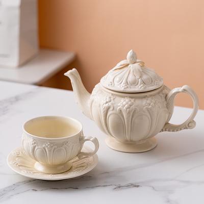 Service à thé en porcelaine Tasse et soucoupe Théière blanche Tasse à thé anglaise de l'après-midi Théière de haute qualité Tasse à café en céramique Mug Fête Café