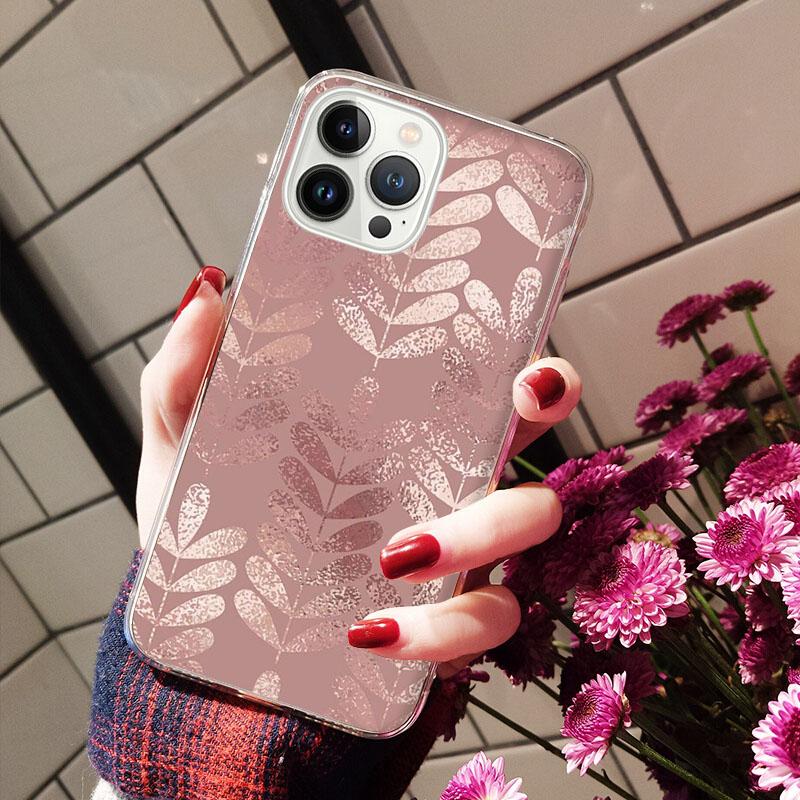 Phone Cases For iPhone 14 12 11 13 Pro Max Case Silicone Funda On iPhone 13Mini X XS Max XR 8 7 14 Plus Rose Gold Heart  Love
