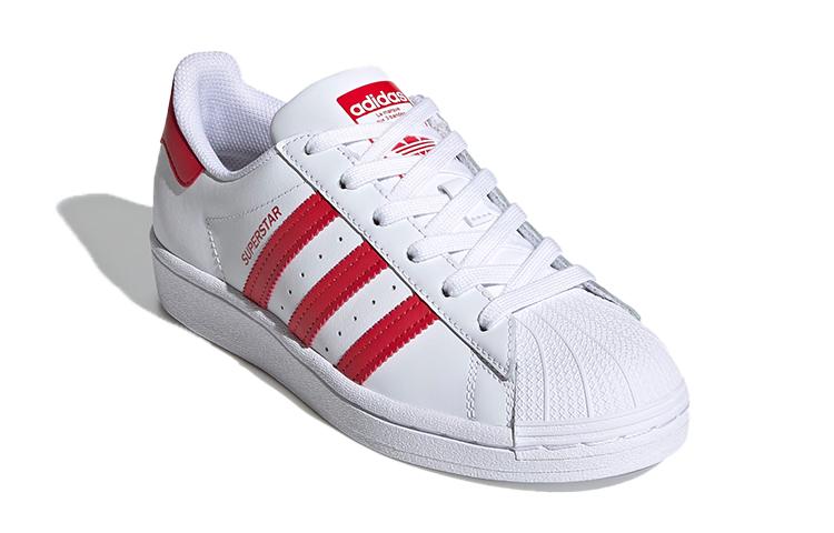 Adidas Originals J Leather Balance Low top Kids' Skateboarding Shoes White Red FW8293