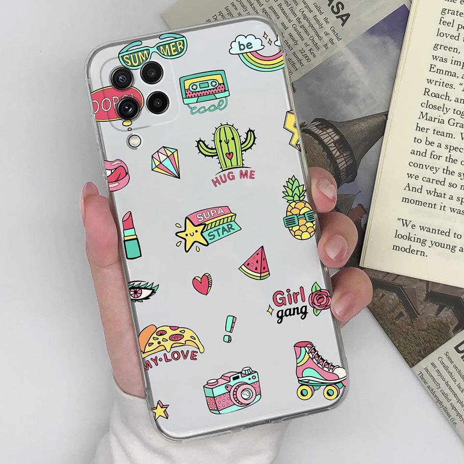 Phone Case For Samsung Galaxy A22 4G 5G Cover Silicone Transparent Fashion Love Heart Butterfly Protective For Samsung A 22 Capa