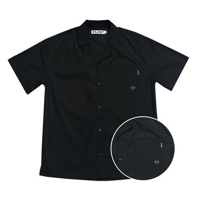FLAP Open Collar Solid Wash Shirt (Black)