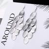 [Fashion Trendy Metal Fringe Long Drop Earrings Exaggerated Elegant Ear Hooks Earrings]