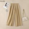 ZANZEA Women Classic Casual Solid Color Loose Wide Leg Pants