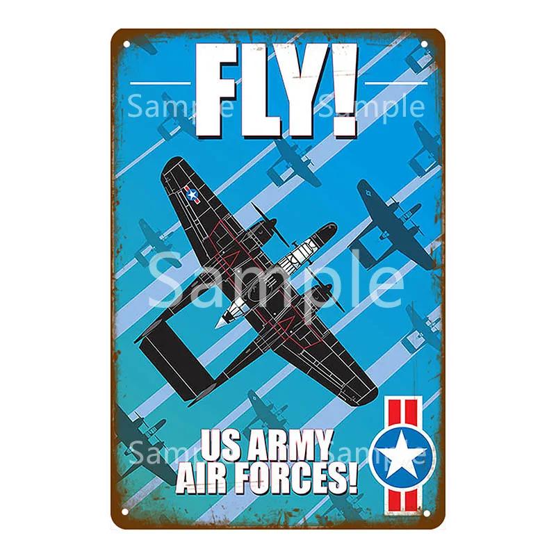 Retro Airplane Metal Signs Fighter Jet Plane Vintage Aircraft Plate Metal Plaque Painting Living Room Home Wall Decoration YL094