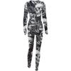 Women's Button-Down Halloween Print Functional Buttoned Flap Adults Jumpsuit