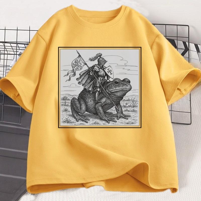 Vintage Medieval Knight T Shirt Funny Frog Knight Rider Tshirt Fashion Cotton Crew Neck Shortsleeved Top Unisex WOMEN Clothes