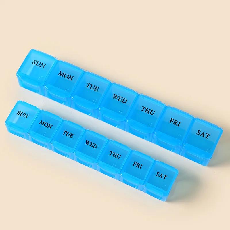 1/2/3PCS 7 Grids Portable Pill and Vitamin Tablet Packaging Boxs Travel and Business Medicine Storage Box One Week Medication Box