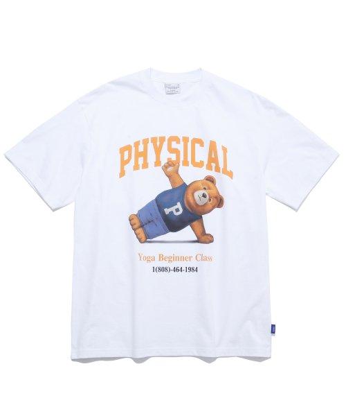 Physical Department Yoga Bear Short Sleeve T-Shirt_Yellow White/L