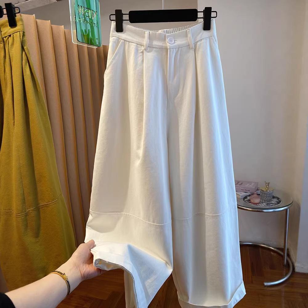 Women's Yellow Wide-Leg Cargo Pants - Summer 2026 Loose Slimming Straight-Leg Balloon Style